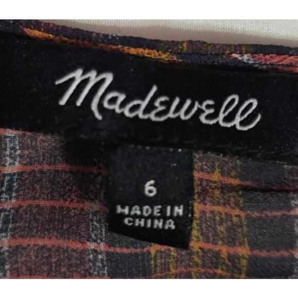 Madewell Sheer Plaid Full-Sleeve Ruffle Dress Grunge Size 6 - Picture 7 of 7